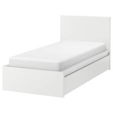 Malm Cadre De Lit Haut 2 Rangements Blanc Luroy 90x200 Cm Ikea In 2020 Bed Frame With Storage Malm Bed Frame High Bed Frame