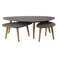 3 Tables Basses En Bois Grise L 50 A L 120 Cm Cleveland Table Basse Table Basse Bois Table Basse Tendance
