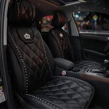 Luxury High Grade Charming Diamond Grid Style Durable Genuine Leather Universal 1 Piece Front Car Seat Cove In 2020 Luxury Car Interior Car Seats Girly Car Accessories