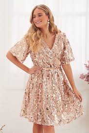 Chandelier Sequin Dress In Rose Gold St Frock Plus Size Sequin Dresses Rose Gold Bridesmaid Dress Short Rose Gold Dress Short