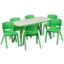 Flash Furniture Adjustable Rectangular Plastic Activity Table Set With 6 School Stack Chairs 23625 By 4725 Flash Furniture Kids Table And Chairs Activity Table