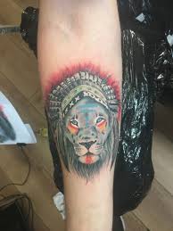 Lion tattoos are popular because they symbolize strength, power, courage, dominance and family. 42 New Ideas Tattoo Lion Indian Headdress