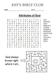 Attributes Of God Attributes Of God Kids Word Search Bible For Kids