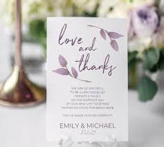 Thank You Table Card Template Flat Boho Vines Dusty Purple 4 X 6 Card Table Wedding Free Wedding Cards Wedding Thank You Cards