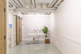 White cement basement floor paint ideas via gethousedecor.com. 5 Considerations For An Exposed A Basement Ceiling With Pictures