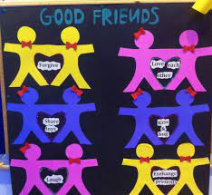 After reading, students work with a partner to create a list of friendship tips. Friendship Bulletin Board Ideas For Kindergarten Preschool Good Friends Theme Friendship Kids Friendship Crafts Preschool Friendship