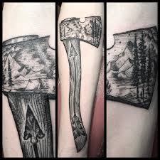 A Tattoo For A Person Who Likes To Go Outside I Wonder What That Life Is Like Indoorkid Portlandtattoo Blacktattoo Bla Hiking Tattoo Axe Tattoo Tattoos