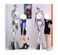 LED Light Mechanical Lady Robot Statue Sora Yamaki Electroplating Mannequin  Women Women Robot Action Ktv Night Club Bar