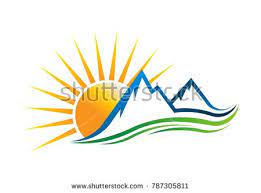 Sun Mountains Logo Vector Illustration Sunshine Logo Sunrise Logo Vector Logo