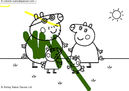 Peppa pig y george en halloween. Dessin Colorie Peppa Pig Et Sa Famille Par Un Invite Sans Depasser