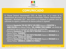 El tribunal electoral departamental de oruro (tedo) suspendió la atención al público la sesión realizada por la asamblea legislativa departamental de oruro (aldo) para conformar las ternas para elegir vocales del tribunal electoral departamental de oruro (tedo) entró en un segundo cuarto. Tribunal Electoral Departamental De Santa Cruz Hace Conocer A La Ciudadania Las Solicitudes De Registro Y Habilitacion Eju Tv