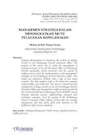 Manajemenmanajemen berasal dari bahharapan prancis kuna ménagement. Pdf Manajemen Strategi Dalam Meningkatkan Mutu Pelayanan Kepegawaian