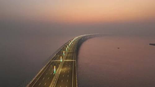 Aerial view of Mumbai Trans Harbour Link Road, India.