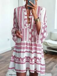 Roselinlin Summer Dresses 1 Casual Dresses Beach V Neck Vintage Bell Sleeve Dresses Roselinlin Summer Fashion Women S Summer Fashion Bohemian Fashion Summer