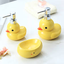 • cute soap dish which encourages children and even adults to maintain hygiene • ideal choice for kids bathrooms, for kitchen, wash basins, etc. Newyearnew Duck Ceramic Liquid Soap Dispensers Emulsion Bottles Latex Bathroom Accessories Set Wedding Gift Portable Soap Dispensers Aliexpress