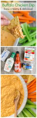 Buffalo Chicken Dip Creamy Spicy Cheesy Goodness Great With Chips Or Veggie Sticks So Easy Just Mix And Bake Buffalo Chicken Dip Recipe Food Recipes