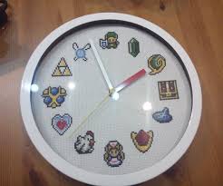 This pattern is in pdf format and consists of an example photo, a floss list, and a color symbol chart. Zelda Cross Stitch Clock Pattern 5 Steps With Pictures Instructables
