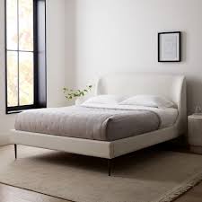 Upholstered wingback bed with footboard tv lift. Lana Upholstered Bed