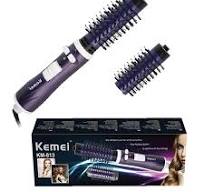 Kemei 2-in-1 Hot Air Spin Brush Kit | Auto-Rotating Hair Styling Brush with  Ceramic Heating - 1000W