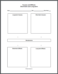 Renaissance Diy Causes And Effects Chart Worksheet Free To