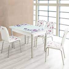 Cam yemek masası modern mutfak masa cam üst ve ahşap baskılı transfer metal bacaklar sehpa. Evinizin Mobilyasi Acilir Cam Mutfak Masasi Masa Sandalye Fiyati