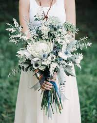 Blue white green wedding bouquets. Blue And Green Wedding Bouquet With White Protea Oh Best Day Ever