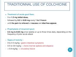 Read about colchicine (colcrys), a drug prescribed for the pain of acute gouty arthritis and fmf. Colchicine Benzyl Alcohol