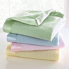 Thermal Baby Blanket With Satin Trim Best Baby Blanket Handmade Baby Blankets Green Baby Blanket Cotton Baby Blankets