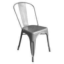 These Garvin Galvanized Steel Dining Chairs From Aeon Are Just The Ticket To Adding A Pop Of Color To Yo Steel Chair Steel Dining Chairs Metal Farmhouse Chairs
