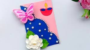 In this video we will learn how to make quick simple and easy beautiful handmade greeting card or gift for diwali. Diy Diwali Greeting Card Handmade Diwali Card Making Ideas How To Make Greeting Card For Diwali Youtube