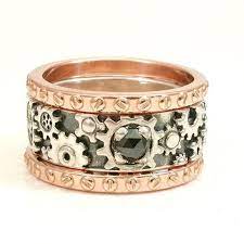 Pin By Chicastic Llc On Steampunk Events Gear Ring Steampunk Rings Engagement Sets
