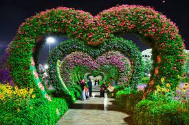 Yangzhou jiangsu china houses covered in flowers in the flower. Heart Shaped Pink And Purple Flower Garden Free Stock Photo