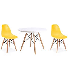 Free delivery and returns on ebay plus items for plus members. Plata Import Eames Style Kid S Set 2 Chairs And 1 Table In Yellow With Wood Legs Kids3set Yellow Rona