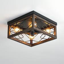 Semi flush mount kitchen lighting home design ideas. Farmhouse Rectangle Flush Mount Ceiling Light Fixture With Wood Shade For Living Room Hallway Entryway Passway Dining Room Bedroom Balcony 4 Light Bulbs Not Included Walmart Com Walmart Com