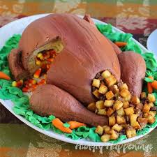 Place remaining cake scraps into a medium sized bowl and combine with vanilla buttercream to form a cake pop textured mixture. Turkey Cake Candy Filled Thanksgiving Dessert Fit For A Crowd