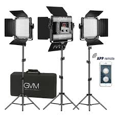 Gvm Gvm454645 3 Led Video Light And Stand Lighting Kit Dimmable Bi Color 520 For Sale Online Ebay