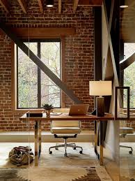 Trendy Textural Beauty 25 Home Offices With Brick Walls Industrial Home Offices Home Office Design Home Office Decor