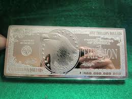 Scarce 12 Troy Oz 999 Fine Silver 1 Trillion Dollars Banknote Bar Dollar Banknote Fine Silver Bank Notes
