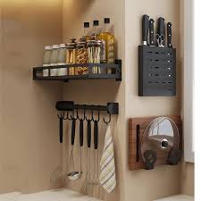 Kitchen Organizer Wall Storage Shelf For Spice Jar Rack In 2020 Wall Mounted Kitchen Shelves Kitchen Shelves Organization Kitchen Organization Wall