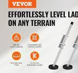 Nivelador de escalera VEVOR, herramienta de nivelación de escalera de acero de 23.4 pulgadas con capacidad de carga de 550 lb, tolva de inclinación, ...