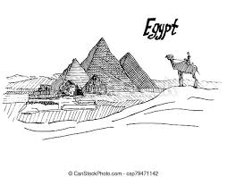 The following step by step drawing tutorial will guide you through the process. Interesting Egyptian Sketch Pen Pyramid Sphinx And Camel With Rider Canstock