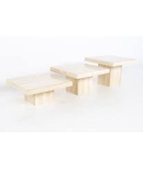 Its bottom area is made of metal and the overall size of this product is 42w x 24d x 18h. 3 Piece Mid Century Italian Travertine Marble Coffee Table Set