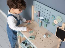Villa Sternenstaub Holz Spielwerkbank Mit Werkzeuggurtel Und Zubehor Blau Mint Online Kaufen Kinderzimmer Einrichten Werkbank Kinder Werkzeugbank