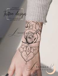Roses Mandala Wrist Hand Tattoo Design Available On Etsy Laurenceveillx Tatuagem Feminina Braco Tatuagem Na Mao Tatuagem
