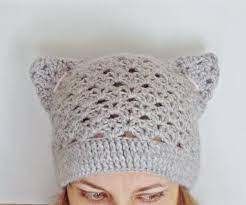 Pdf Pattern Step By Step Tutorial Crochet Hat With Cat Ears Lace Beanie Smart Casual Hat Spring Autumn Hat Mother Crochet Hats Crochet Cat Crochet Cat Hat