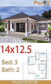 Taking a closer look at this small house plan, a small porch area is provided before entering the living room. House Plans 14x12 5 With 3 Bedrooms Hip Roof Pujoy Studio Beautiful House Plans House Plan Gallery Model House Plan