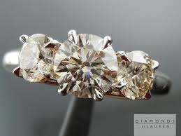 Top Light Brown Diamond Ring Colored Diamond Jewelry Three Stone Diamond Ring Pink Diamond Jewelry