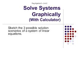 Solving a 3 order system solving a 6 order system solving a system solving an order. Solve Systems Graphically With Calculator Sketch The 3 Possible Solution Scenarios Of A System Of Linear Equations Reg Algebra 2 Unit Ppt Download