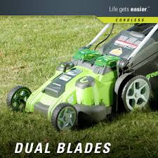 Black And Decker Electric Lawn Mower Blade Replacement Greenworks 20 Inch 40v Twin Force Cordless Lawn Mower Be Sure To Check Out This Awesome Product It Is An Affilia In 2020 Cordless Lawn Mower Greenworks Lawn Mower
