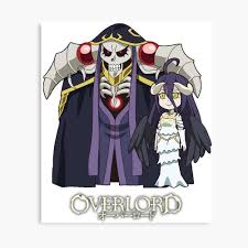 Guild master of ainz ooal gown: Overlord Ainz Momonga And Albedo Chibi With Logo Photographic Print By Japanesegoods Redbubble